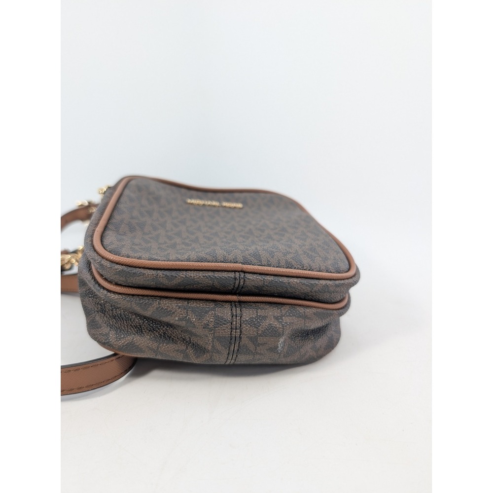 Michael Kors Jet Set Crossbody Bag Brown Logo Signature Acorn - FLAW - Picture 6 of 8